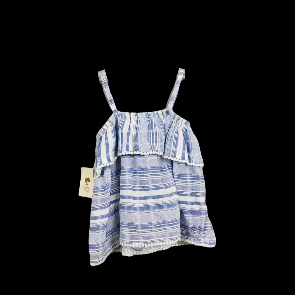Tucker + Tate Girl Shirt, Size 5,‎ White, Blue, New